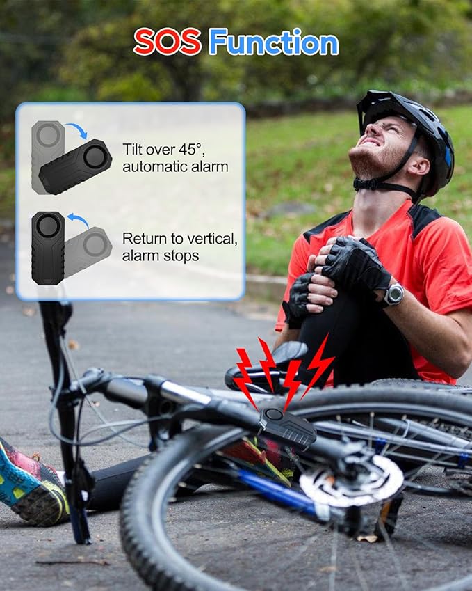 Cruxer Bike Alarm Remote Motion Sensor System, Motorcycle Alarm with Remote, 110dB Loud Anti Theft Bicycle Alarm, Wireless Waterproof Vibration Security for Vehicle&Car&Trailer