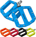 Flat MTB Bicycle Pedals Mountain Bike Colored Pedals, Glass-Fiber Nylon Composite Platform Pedal w 9/16" Sealed Cr-Mo Spindle, BMX Gravel Road Bike Pedals Clipless for Adult Women Youth Bikes
