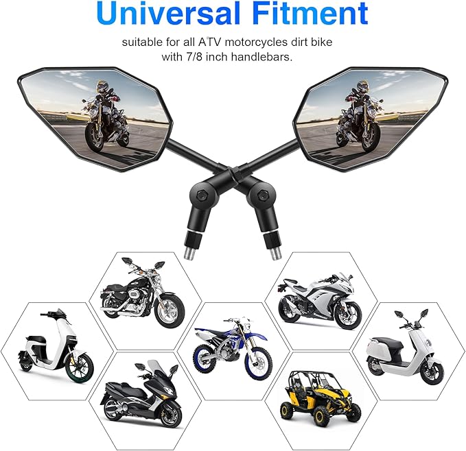Rearview Motorcycle End Bar Mirror,Motorcycles Handlebar End Side Rear View Mirrors, Universal Handle Round Compatible with Most Motorcycle, E-bike, Scooters, ATV, UTV, Snowmobile,Mini Type4