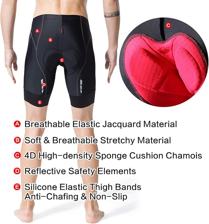 Souke Sports Men's Cycling Shorts Padded Bike Half Pants Bicycle Biking Tights