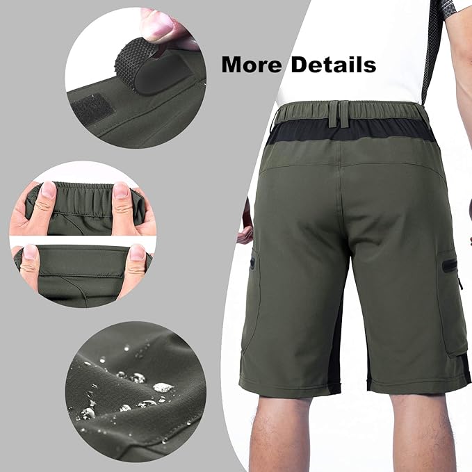 Ally Mens Mountain Bike Shorts 4D Padded Baggy Bicycle Cycling Biking Bike Shorts Lightweight Loose-fit
