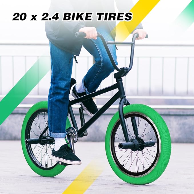 ZUKKA 20 x 2.4 Bike Tire 2 Pack 20 inch x 2.4 BMX Bike Tire Folding Replacement Tire for MTB Mountain Bike, BMX Bicycle Commuter Bike