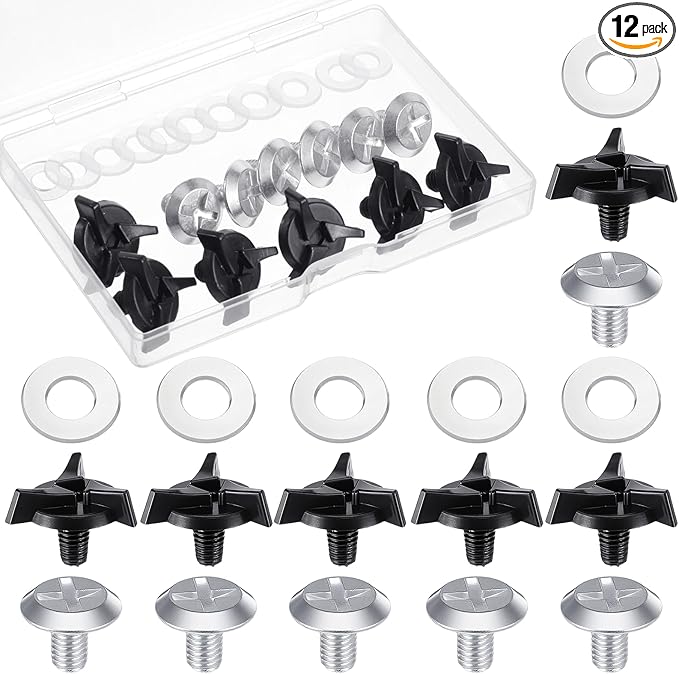 12 Pcs Helmet Visor Screws, Motorcycle Helmet Screws, Helmets Screw Replacement Kit with 6 Pcs Rubber Washers for Dirt Bike & Motocross Helmets