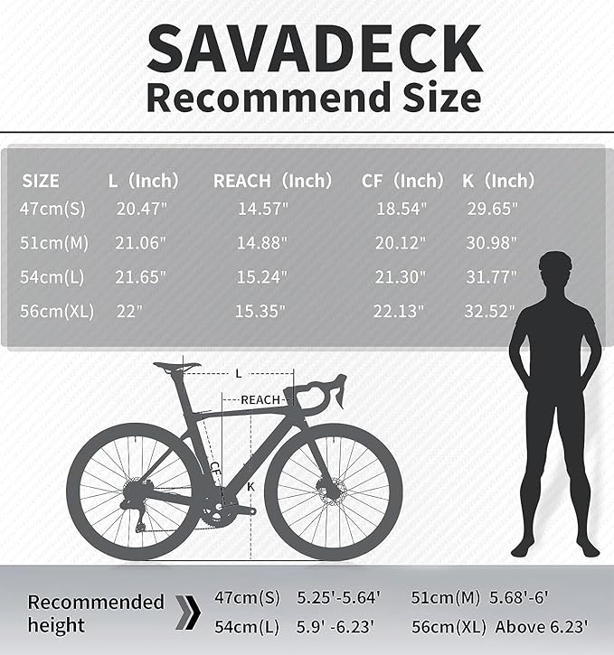 SAVADECK Carbon Road Bike, T800 Carbon Fiber Frame 700C Racing Bicycle with Shimano 105 R7000 22 Speed Groupset and Mechanical Disc Brake, Ultra-Light Carbon Bike for Adult.