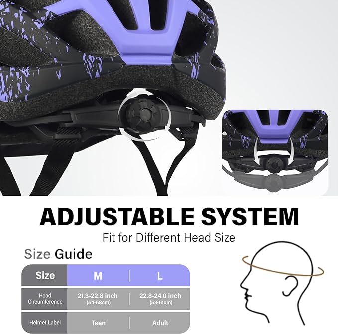 Youth Adult Road Bike Helmet, Men Women Adjustable Mountain Bicycle Helmet with Detachable Visor, 2 Sizes for Age 8-14+ Youth, Kids, Adult