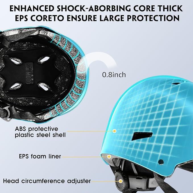 Skateboard Helmet for Adults - Adjustable Certified Safety Adults Helmet for Skateboarding Bike Bicycle Scooter Cycling Skate Skating Multisport Helmets for Women Men Boys Girls Kids Youth