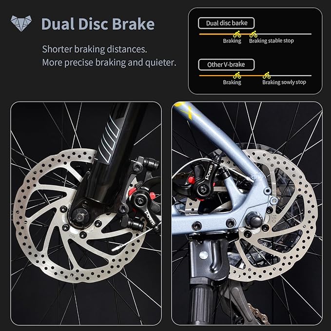 TRIFOX 26 Inch Aluminum Mountain Bike with Shimano 21-Speed,Aircraft-Grade Aluminum Frame,Dual Disc Brakes,15/17 Inch Internal Cable Routing Frame for Men Women Boys Girls
