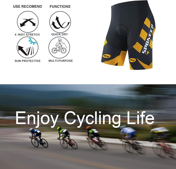 sponeed Men's Cycling Padded Shorts Men Bike Short Pants Cycle Spandex Tights Biking Wear