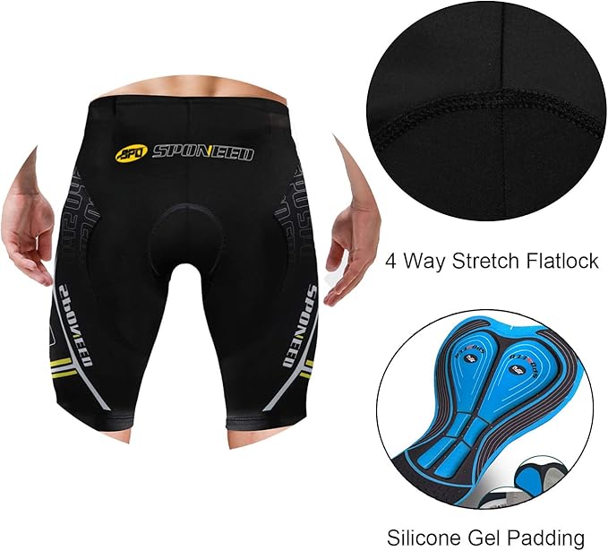 sponeed Men's Cycling Padded Shorts Men Bike Short Pants Cycle Spandex Tights Biking Wear