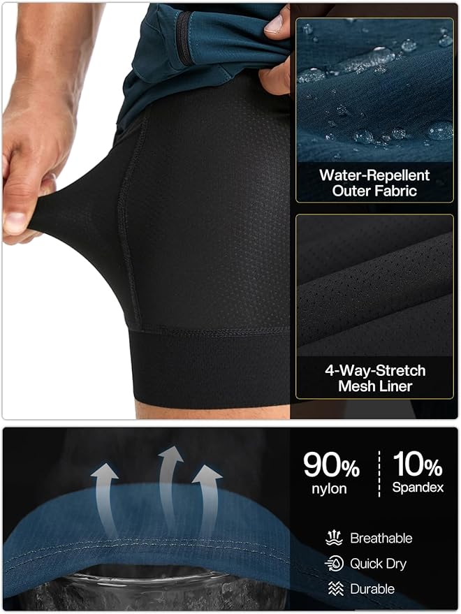 ARSUXEO Mens Mountain Bike Shorts Loose Fit Padded Bike Shorts Cycling Shorts Water-Resistant