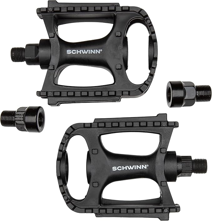 Schwinn Basic Composite Bike Pedals, Black, Set of 2, Lightweight, with Reflectors, Fits 1/2" or 9/16" Cranks, Molded Surface Pegs for Grip, Easy Installation, Replacement Bike Pedals