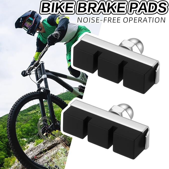 Timtin 8 Pack Bike Brake Pads 40mm Rubber Bicycle Brake Pads C-Brake Quiet Non-Skid Set with Hex Nut Rubber and Aluminum Construction Universal Fit for Road Mountain Bicycle MTB BMX