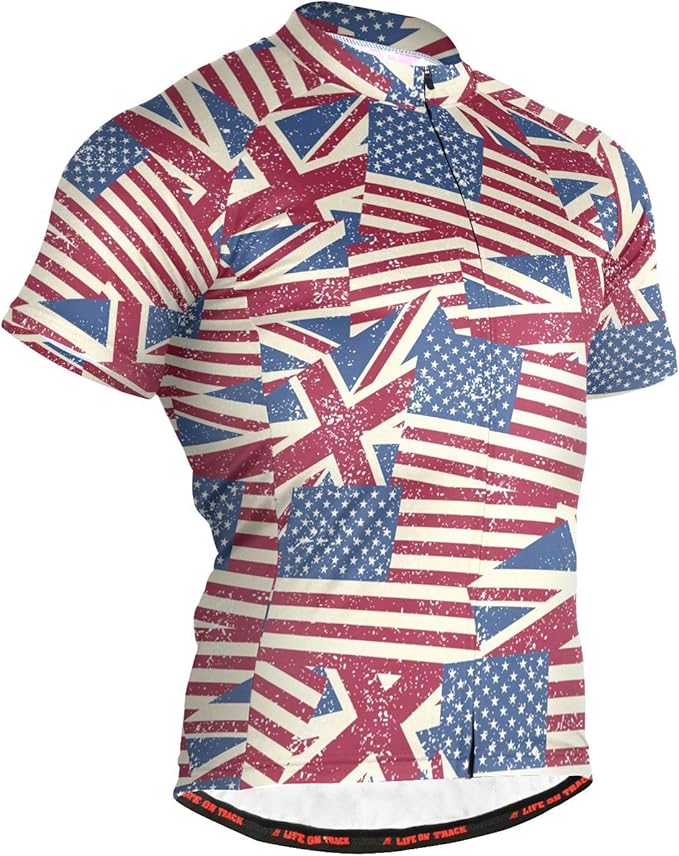 Men's Cycling Bike Jersey Short Sleeve Moisture Wicking, Breathable, Quick Dry Biking Shirt with 3 Rear Pockets