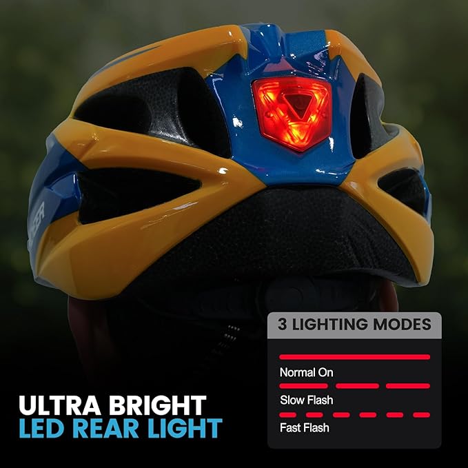 Adult Bike Helmet for Commuting and Cycling, Bicycle Helmet with Rechargeable Rear LED Light & Magnetic Goggles & Removable Sun Visor, Mountain and Road Bicycle Helmets for Men and Women 3 in 1