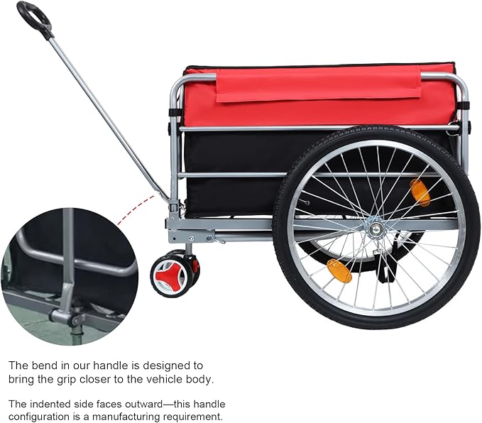 Aluminum Bike Cargo Trailer - 20" Wheel Folding Bicycle Trailer with Removable Oxford Fabric Cover, Safe Hitch System for Bike, Groceries & Travel