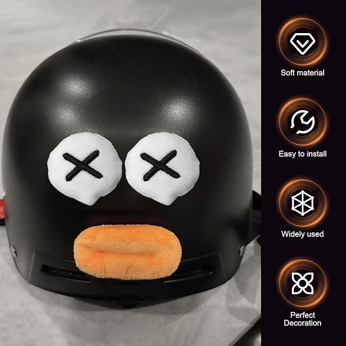 Cute Plush Helmet Decoration Decal, Funny Expressions Helmet Sticker, Self-Adhesive Motorcycle Helmets Accessories, Universal for Motorcycle/Electric Scooter Helmets (Style 2)