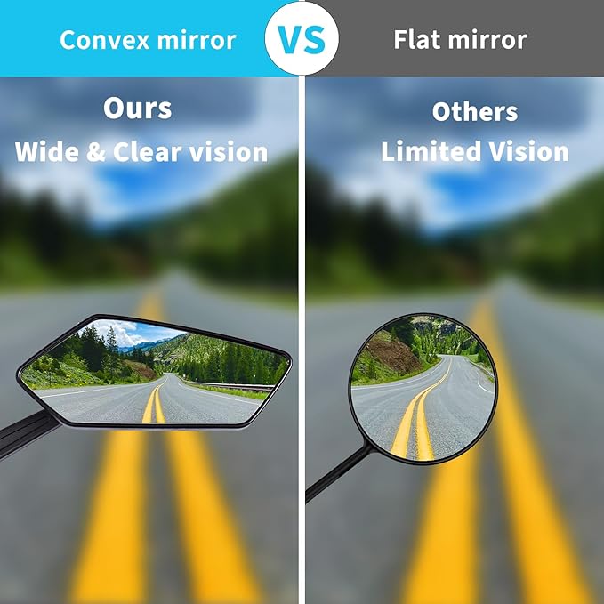 Bike Mirror, 1 Pair 360˚ Rotatable Bicycle Mirrors for Handlebars, Adjustable HD Wide Angle Bicycle Cycling Mirror, Bike Handlebar Rearview Mirror for Mountain Road Adult Bike, Ebike (Clear View)