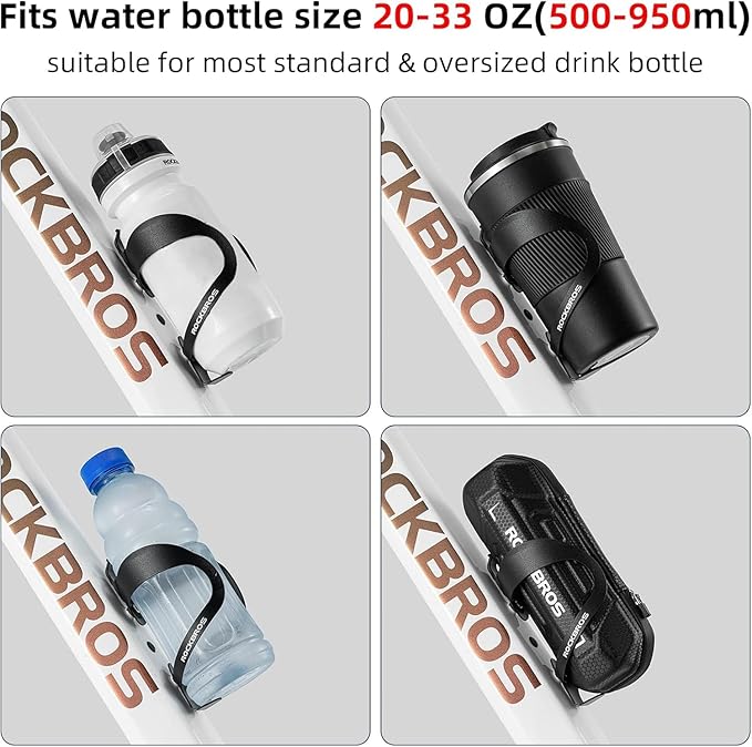 ROCKBROS Bike Water Bottle Cage - Lightweight Sturdy Aluminum Alloy for Road & Mountain Bikes 2-Pack (Gold + Black)