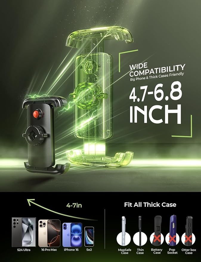 LISEN Bike Phone Holder, [Super Easy Install] Motorcycle Phone Mount Ebike Accessories Bicycle Handlebar Holder Mount Gift for Adults Kids Mountain Mini Bike Gear Accessories for iPhone Samsung Pixel