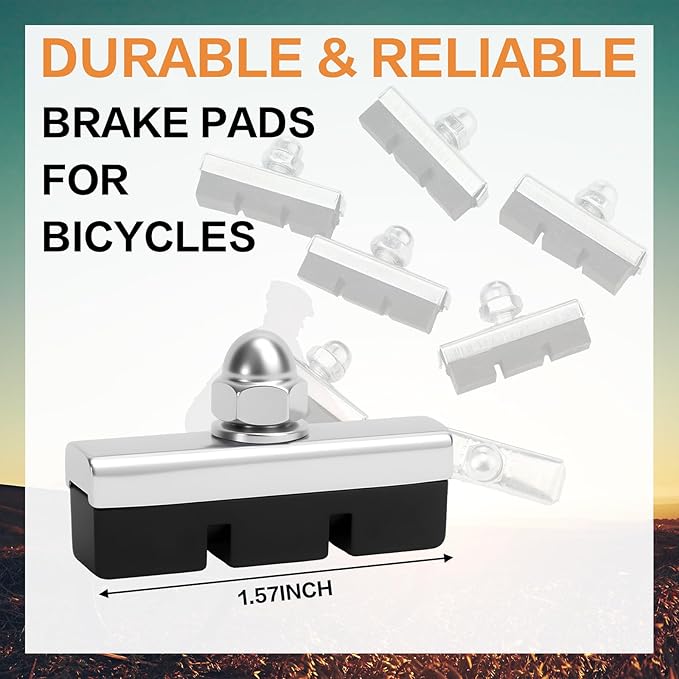 Timtin 8 Pack Bike Brake Pads 40mm Rubber Bicycle Brake Pads C-Brake Quiet Non-Skid Set with Hex Nut Rubber and Aluminum Construction Universal Fit for Road Mountain Bicycle MTB BMX