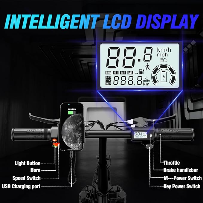 Electric Bike for Adults,750/1000W Motor E-Bike,28/30 MPH,748.8/960 Wh Removable Battery,25-45Miles,16/20in Commuter Ebikes,Full Suspension Electric Bicycles for Adults -2 Seater
