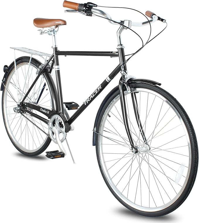 Tracer Osaka Hybrid Bikes, Steel Frame, Shimano Nexus Inter 3/7 Speed, Brown Seat Brown Grips, Road Bike, City Bike, Multiple Colors