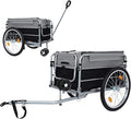 Aluminum Bicycle Trailer, Foldable Bike Cargo Trailer with Universal Hitch, Removable Oxford Fabric Cover, Bicycle Trailers Folding, for Camping, Groceries, 220 LBS Load Capacity, Black+Gery