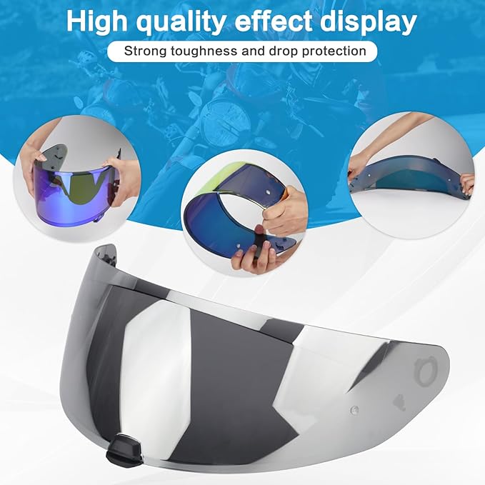 HJ-31 Shield Replacement Visor Fit for HJC i10 i70, Tinted Motorcycle Helmet Visor Motorcycle Helmet Accessories (Silver)