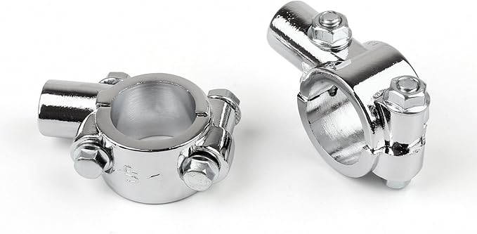 MAH HORNETS Handlebar Rearview Mirror Mount 1.0 Inch (25mm Diameter) Holder Clamp - Aluminum Motorcycle Bike Handle Bar 10mm Thread Mount Adaptor Chrome (2Pcs)