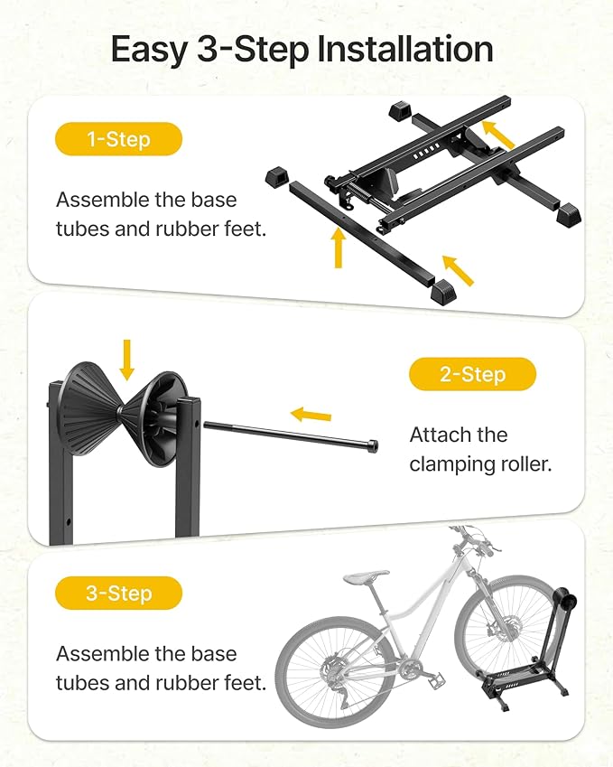monTEK Heavy-Duty Bike Floor Stand for Max 4.5" Tire Width | 77lbs Capacity Dual-Arm Foldable Bicycle Storage Rack | 3-Level Height Adjustable | Fit 20"-26" Wheels for Road, Mountain & Fat Bikes