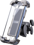Lamicall Motorcycle Phone Mount, Bike Phone Holder - Upgrade Quick Install Handlebar Clip for Bicycle Scooter, Cell Phone Clamp for iPhone 17 16 15 Pro Max, Galaxy, 4.7-6.8" Phones, Transparent Gray