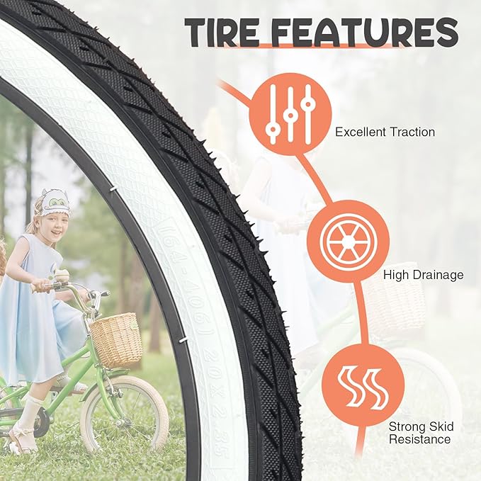 ZUKKA 20 x 2.35 Bike Tire 1/2 Pack 20 inch x 2.35 BMX Bike Tire Folding Replacement Tire for MTB Mountain Bike, BMX Bicycle Commuter Bike