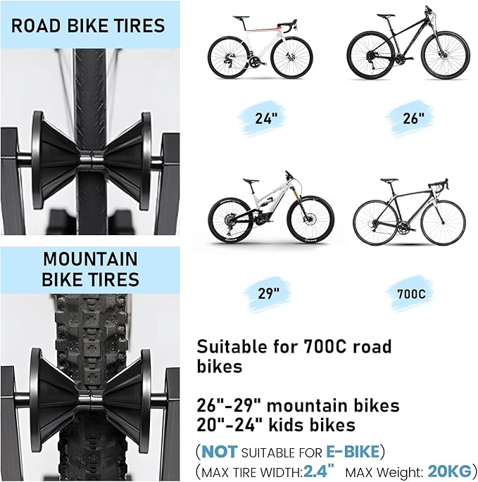 Favoto Folding Bike Stand Floor - Mountain & Road Bicycles Indoor Outdoor Garage Storage - Bicycle Parking Rack Foldable Fit 20”-29” Bikes (1 Bike Rack)