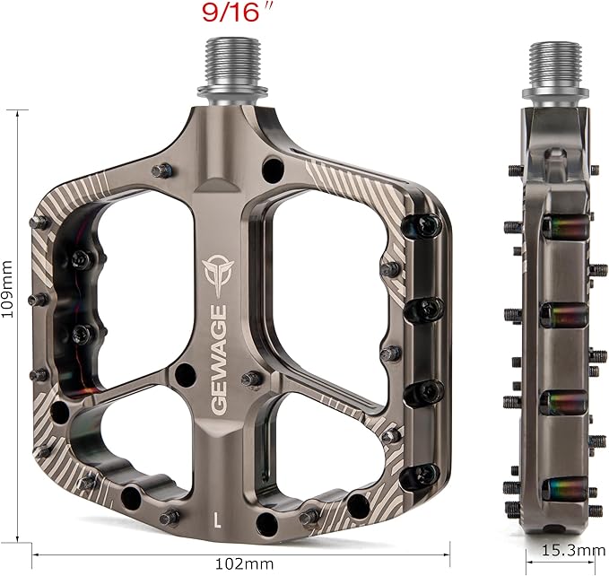 Mountain Bike Pedals -Bicycle Flat Pedals Aluminum 9/16" Sealed Bearing -Wide Platform for Road Mountain Gravel BMX MTB Bike Ideal for Downhill & Trail