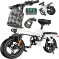 Electric Bike for Adults and Teens, 560-740W Motor, 20-25MPH Compact Commuter Folding Ebike, 32 Miles Range, 48V 10Ah Battery, 3-Level Pedal Assist, 14" Foldable Electric Bicycle, UL 2849 Certified