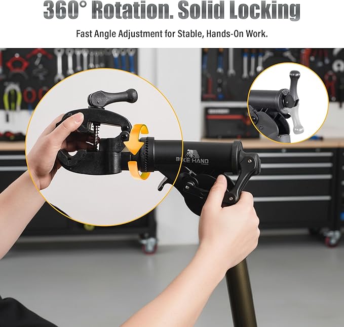BikeHand Bike Repair Stand - Home Portable Bicycle Mechanics Workstand - for Mountain MTB Road Bikes Maintenance - Max. 55 lbs