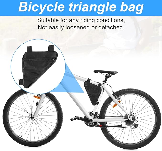 2PCS Bike Frame Bag Black Waterproof Mountain Bicycle Bag Small Bikes Top Tube Pouch for Road and Mountain Bikes Lightweight Cycling Storage Bags