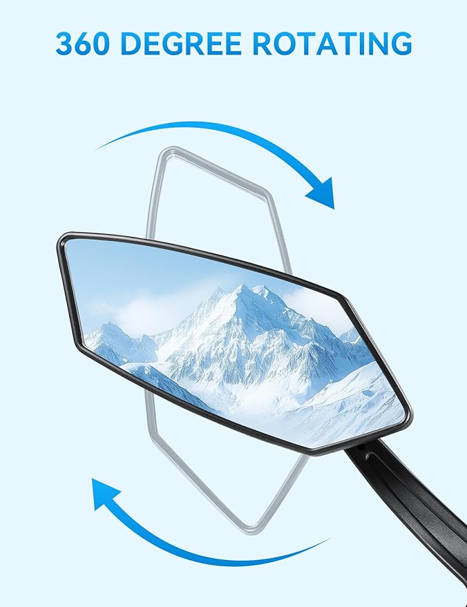 Bike Mirror Handlebar Mount 360° Adjustable 2pcs, Accessories Bike Side Mirror, E Bike Mirrors for Handlebars, Scooter Mirrors for Handlebars with Scratch Resistant Glass, E Bike Rear View Mirror