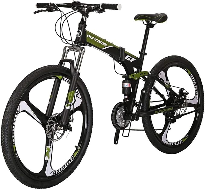 EUROBIKE Mountain Bike, 21 Speed, 26/27.5 Inches, Dual Suspension, Folding, for Men