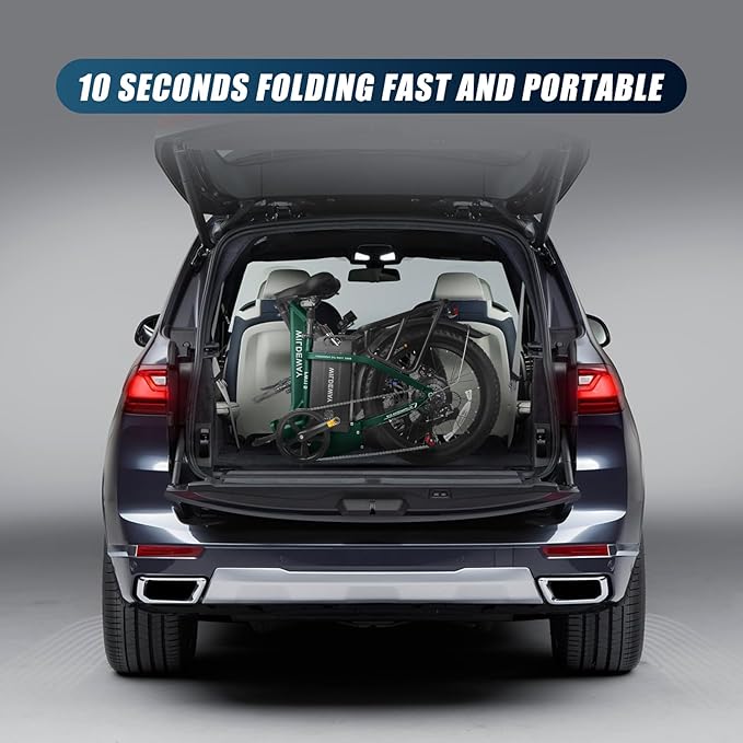 Wildeway Folding Electric Bike for Adults with 32Ah Battery Long Range 750W Motor 28MPH, 20"x 3.0"Fat Tire Foldable EBike, Urban City Commuter Men Women Bicycle 7 Speed Gear