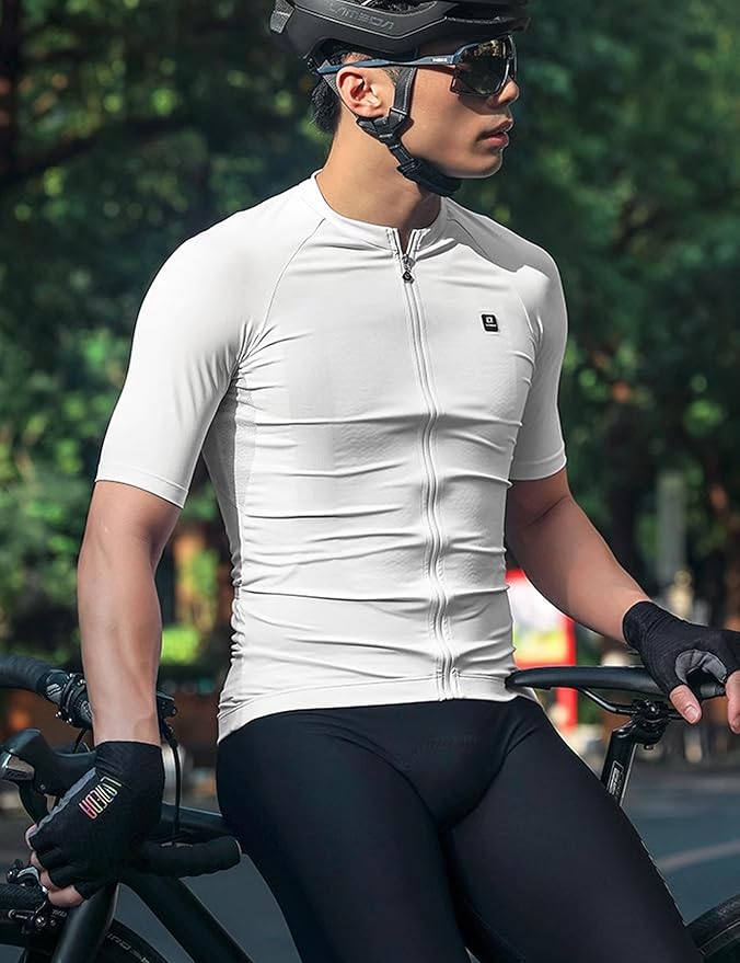 LAMEDA Mens Cycling Jersey Short Sleeve Biking Shirt with 3 Rear Pockets Moisture Wicking Breathable Quick Dry Bicycle Jersey