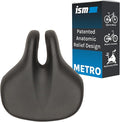 ISM Comfort Series Noseless Bike Saddle for Upright Riders - Anatomic Relief Bicycle Saddle for Hybrid, Police, Commuter Bikes, and Beach Cruisers - Wide and Thick Comfortable Bike Seat for Men/Women