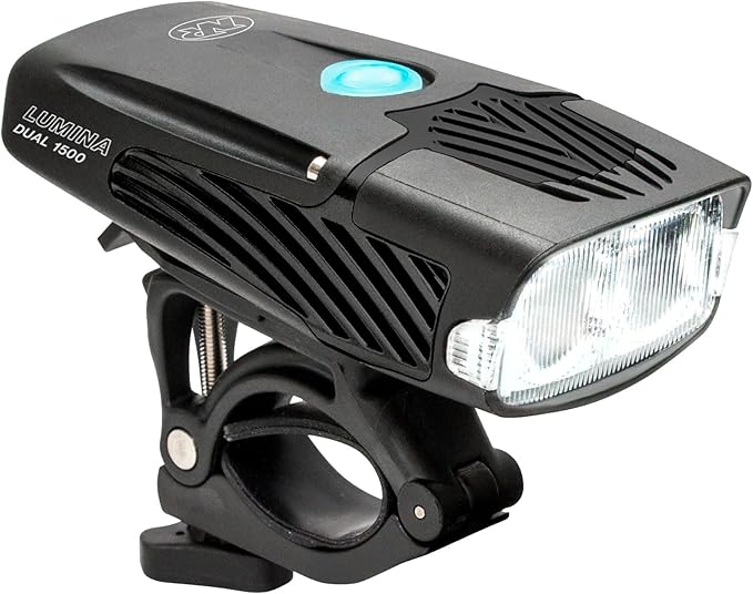 NiteRider Lumina Dual 1500 Lumen USB-C Rechargeable Dual LED Front Bike Light - 7 Modes Powerful Lumens IP64 Waterproof Bike Headlight Easy Mount Single Button Control MTB, Trail, Enduro, Road Cycling