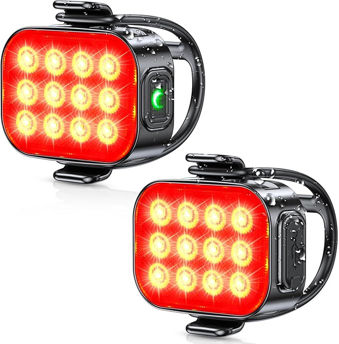 Bike Tail Light [2 Packs], USB Rechargeable Rear Bike Light for Night Riding, 6 Light Modes, IP65 Waterproof & Drop Resistant LED Bicycle Rear Light for Men Women Kids Road Mountain Cycling