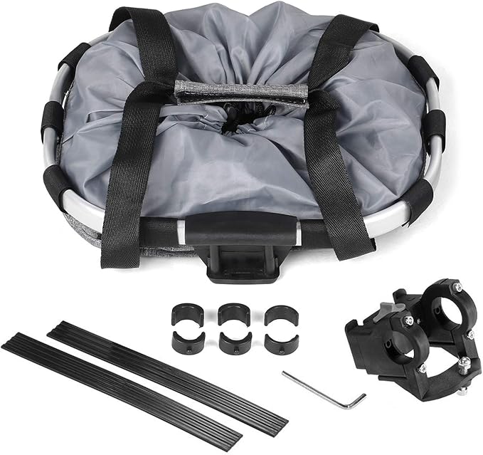 Lixada Bike Basket, Small Pet Cat Dog Carrier Bicycle Handlebar Front Basket Folding Detachable Removable Easy Install Quick Released Picnic Shopping Bag, Max. Bearing: 11lbs