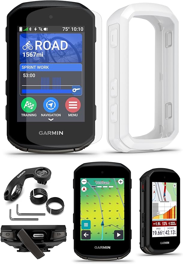 Garmin Edge 850 Compact GPS Cycling Computer Bundle - Color Touchscreen Display, Bike-Specific Mapping, Advanced Training & Performance with PlayBetter Silicone Case (White) & HD Screen Protectors