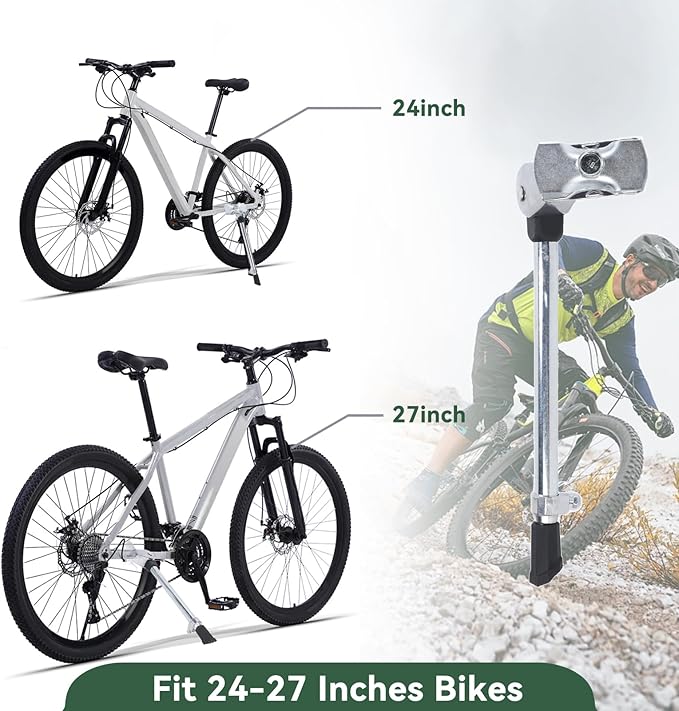 Bike Kickstand, Adjustable Aluminum Alloy Center Mount Bicycle Kickstands for 24‑27 Inch Road Mountain Bikes
