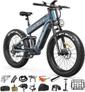 FREESKY Dual Battery 48V 41AH 160 Mile 40MPH Electric Bike for Adults, 4000W High-Torque Single Motor Long Range Fast Fat Tire Ebike, 26" Full Suspension Mountain E Bike, UL 2849 Certified by TÜV