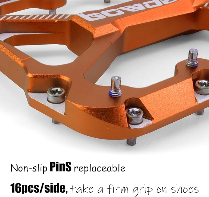 Bike Pedals Mountain Bike Adult, Light MTB Flat Pedals Grippy w 20pcs Non-Slip Studs, Glass Fiber Nylon Composite Platform Pedals w Cr-Mo Axel, 9/16" BMX Road Cruiser Gravel Bicycle Pedals