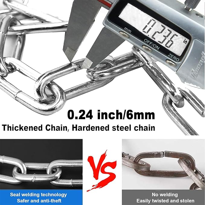 Heavy Duty Anti-Theft Chain Lock - 2.72 Ft Security Lock with 3 Keys, Waterproof for Scooter, Motorcycle, Door, Gate, Fence